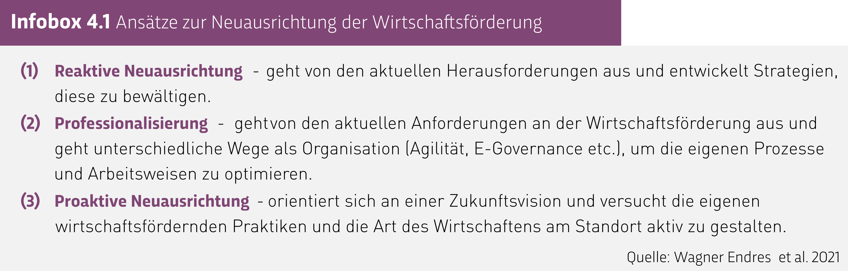 Infobox 4.1 Ansätze zur Neuausrichtung der Wirtschaftsförderung Infobox 4.1 Ansätze zur Neuausrichtung der Wirtschaftsförderung